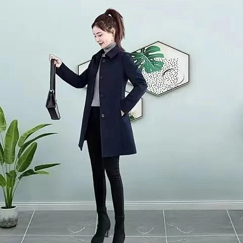 Womens Midi-length Plaid Trench Coat For Petite Figures — image 1