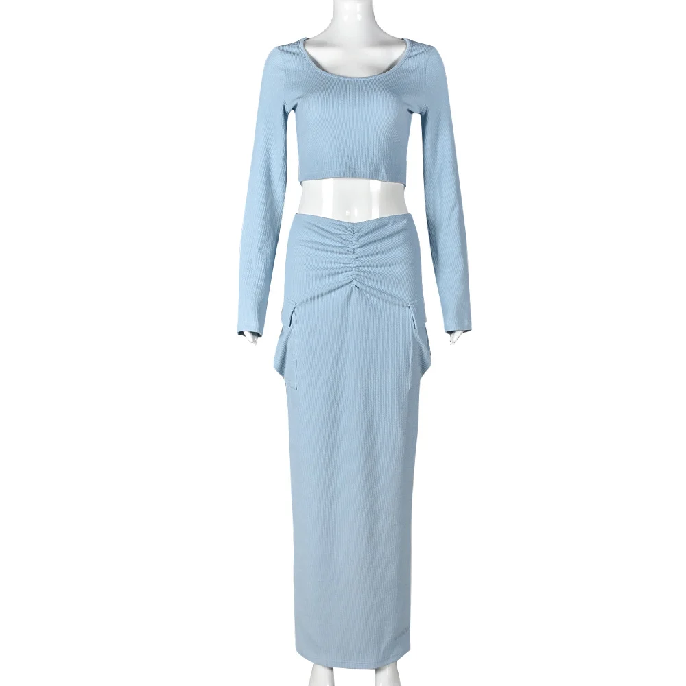 Womens Midriff-baring Thickened High-stretch T-shirt Set — image 5