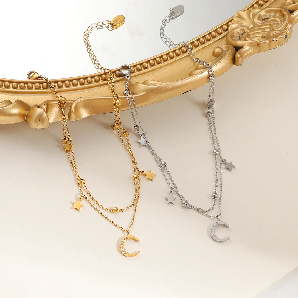 Womens New Summer Double-layer Star Anklet In Fade-resistant Titanium Steel — image 5