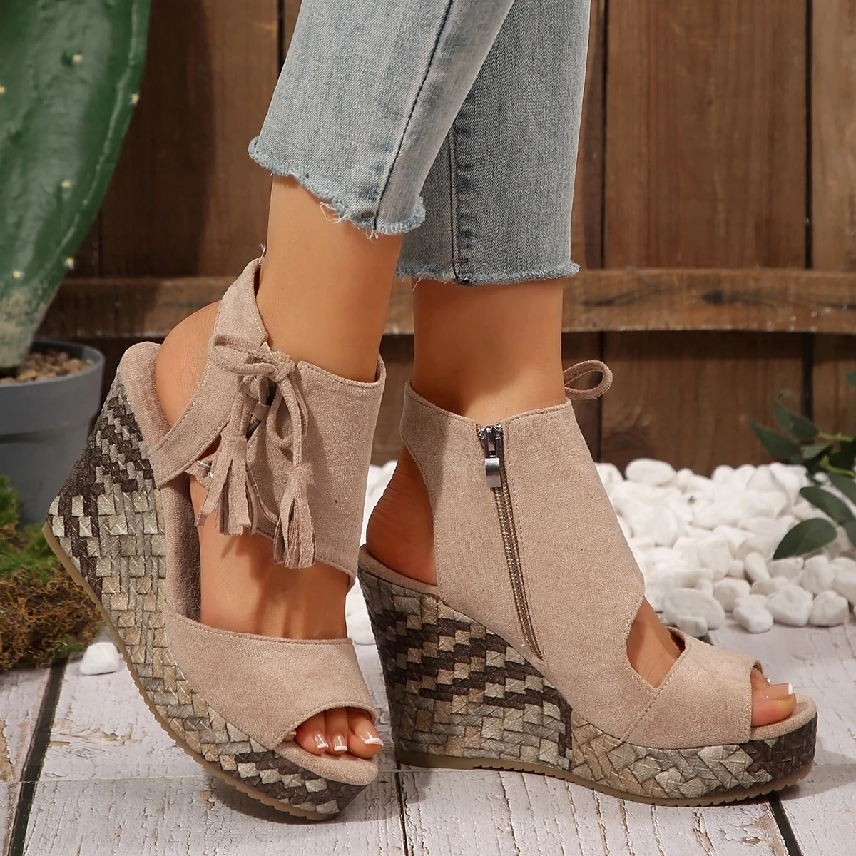 Womens New Summer Tassel High-heel Platform Sandals — image 2