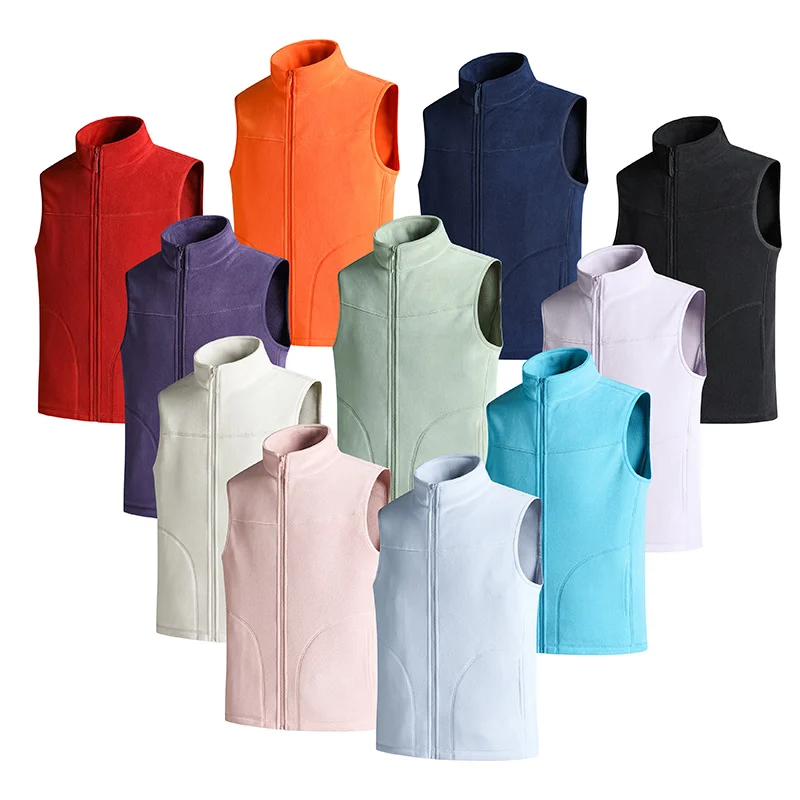 Womens Outdoor Casual Running Stand-neck Vest With Fleece Lining Thickened Waistcoat — image 5