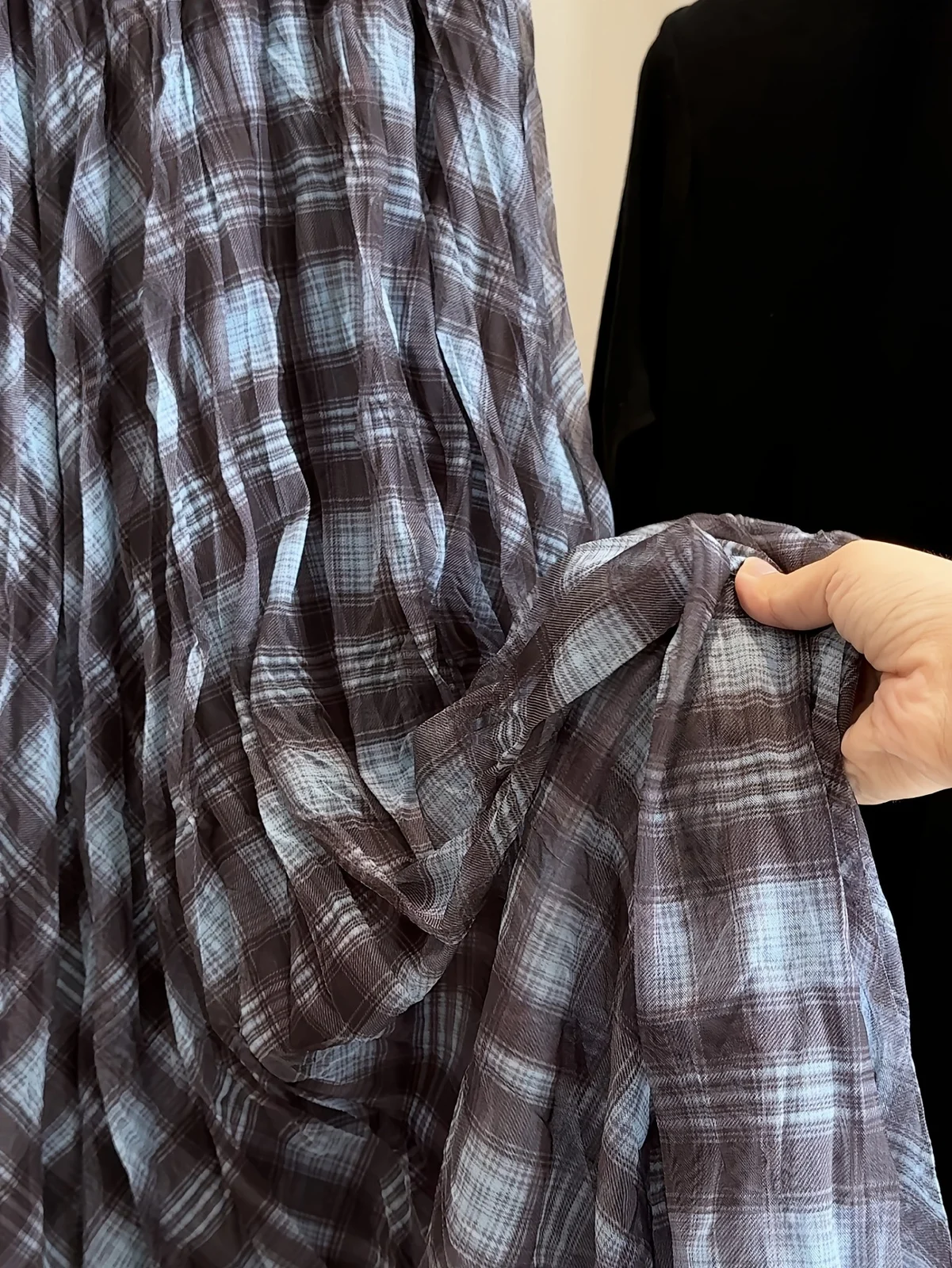 Womens Plaid Chiffon Pleated Skirt — image 5