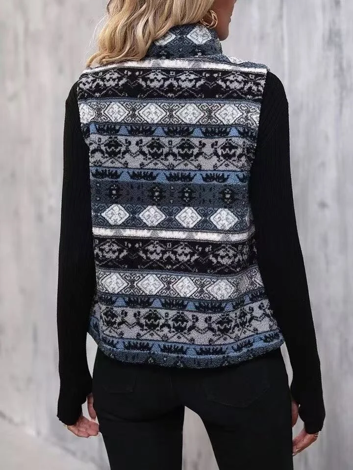 Womens Plush Casual Zippered Vest For Autumn And Winter — image 2
