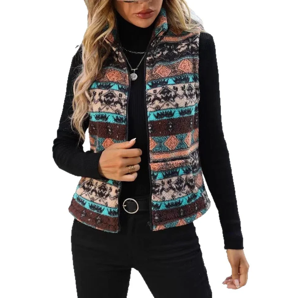 Womens Plush Casual Zippered Vest For Autumn And Winter — image 1