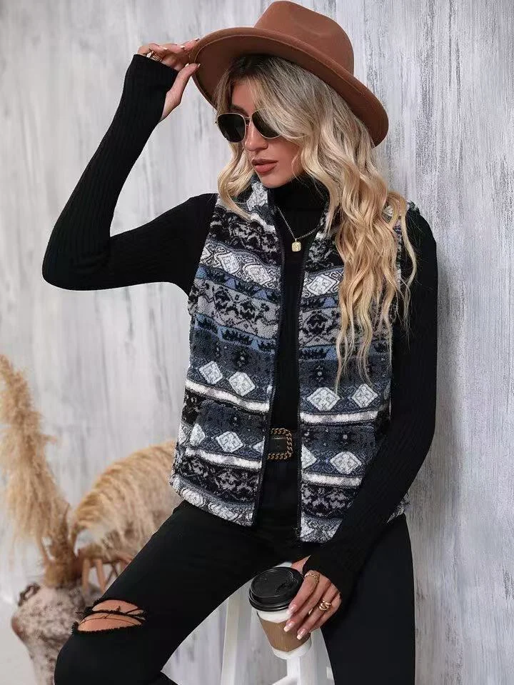 Womens Plush Casual Zippered Vest For Autumn And Winter — image 6