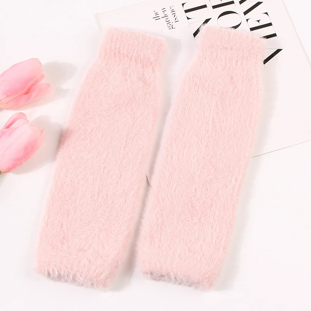Womens Plush Half-finger Gloves Versatile And Warm — variant image