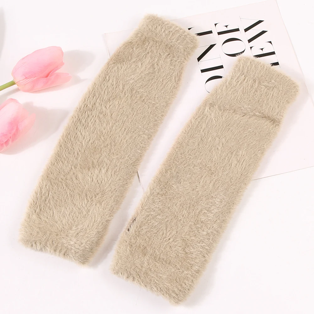 Womens Plush Half-finger Gloves Versatile And Warm — image 4