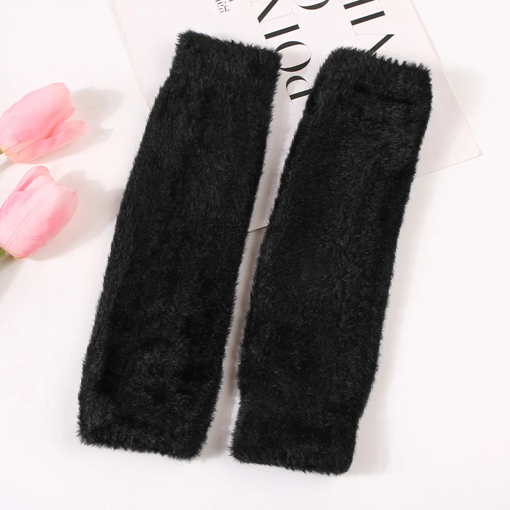 Womens Plush Half-finger Gloves Versatile And Warm — image 2