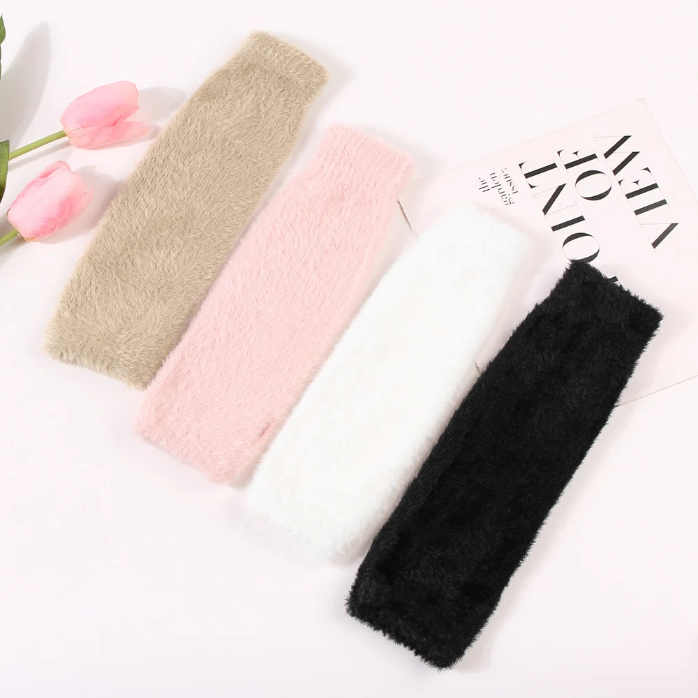 Womens Plush Half-finger Gloves Versatile And Warm — image 6