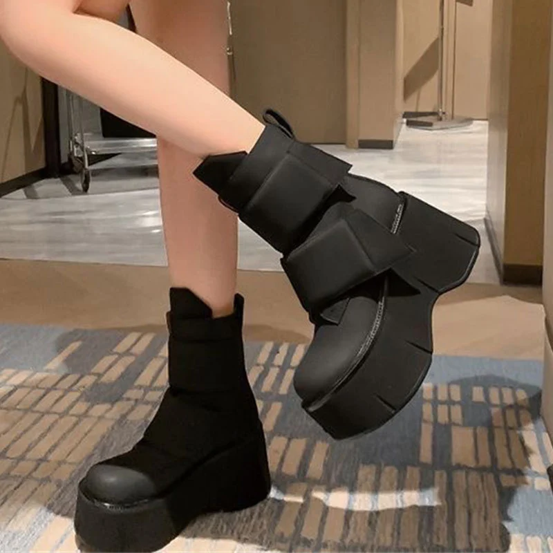 Womens Preppy-style Velcro Height-boosting Boots — image 5