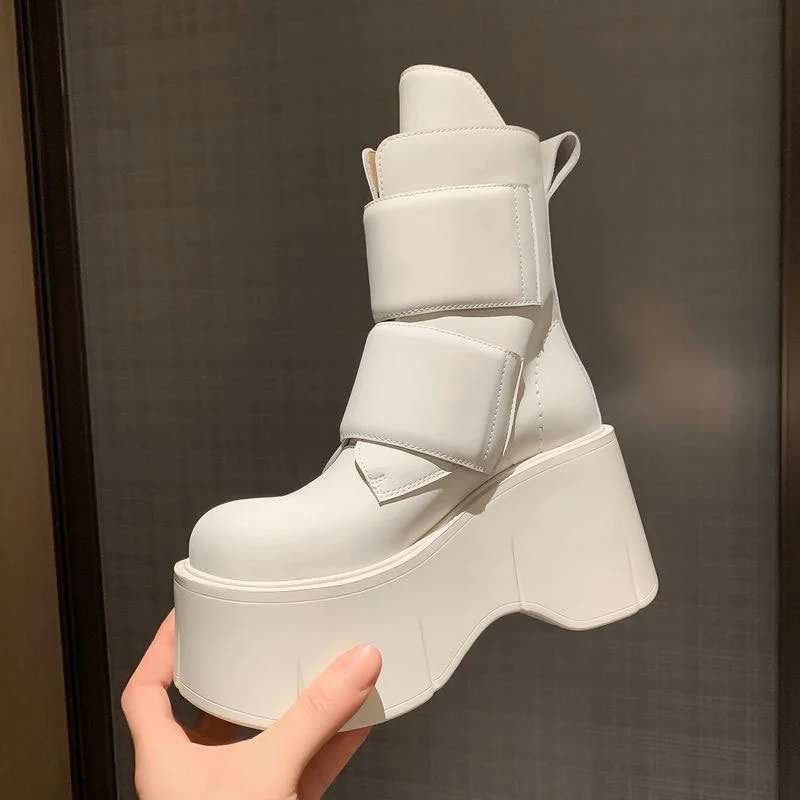 Womens Preppy-style Velcro Height-boosting Boots — image 3