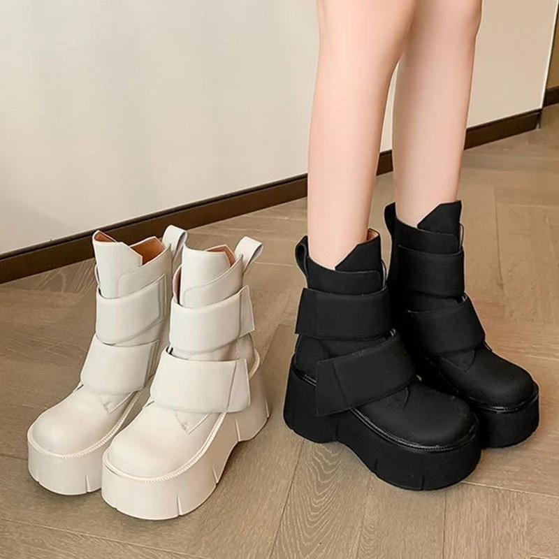 Womens Preppy-style Velcro Height-boosting Boots — image 2