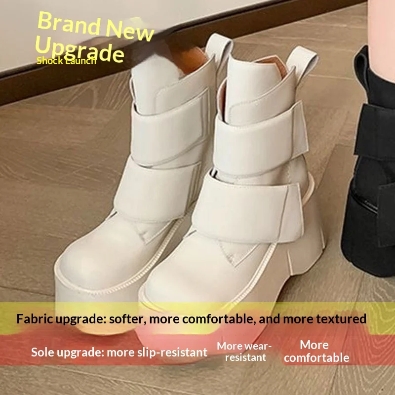 Womens Preppy-style Velcro Height-boosting Boots — image 6