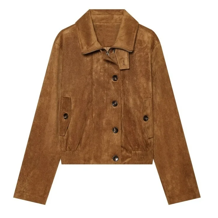 Womens Retro Stand-collar Elastic-waist Jacket Coat — image 3