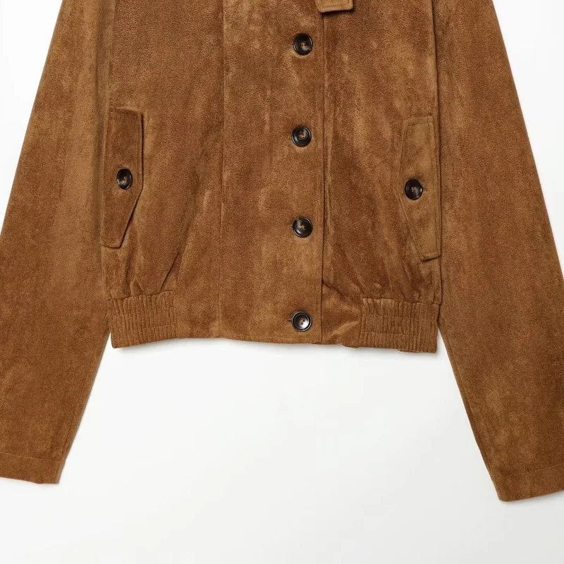 Womens Retro Stand-collar Elastic-waist Jacket Coat — image 4