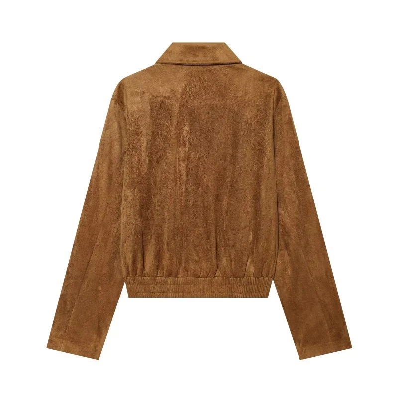 Womens Retro Stand-collar Elastic-waist Jacket Coat — image 5