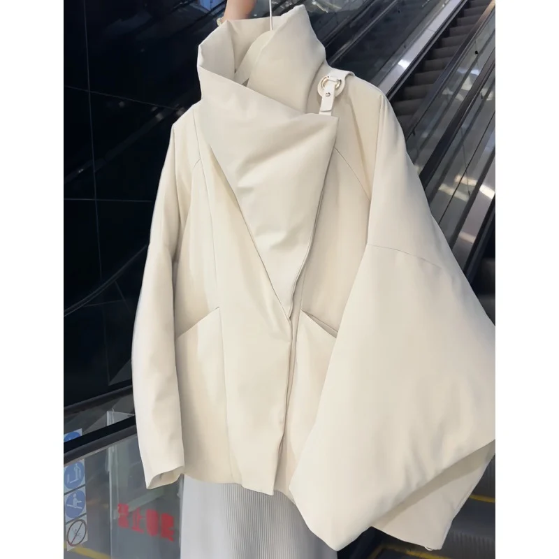 Womens Short, Large Lapel Cotton Coat Warm Outerwear — image 5