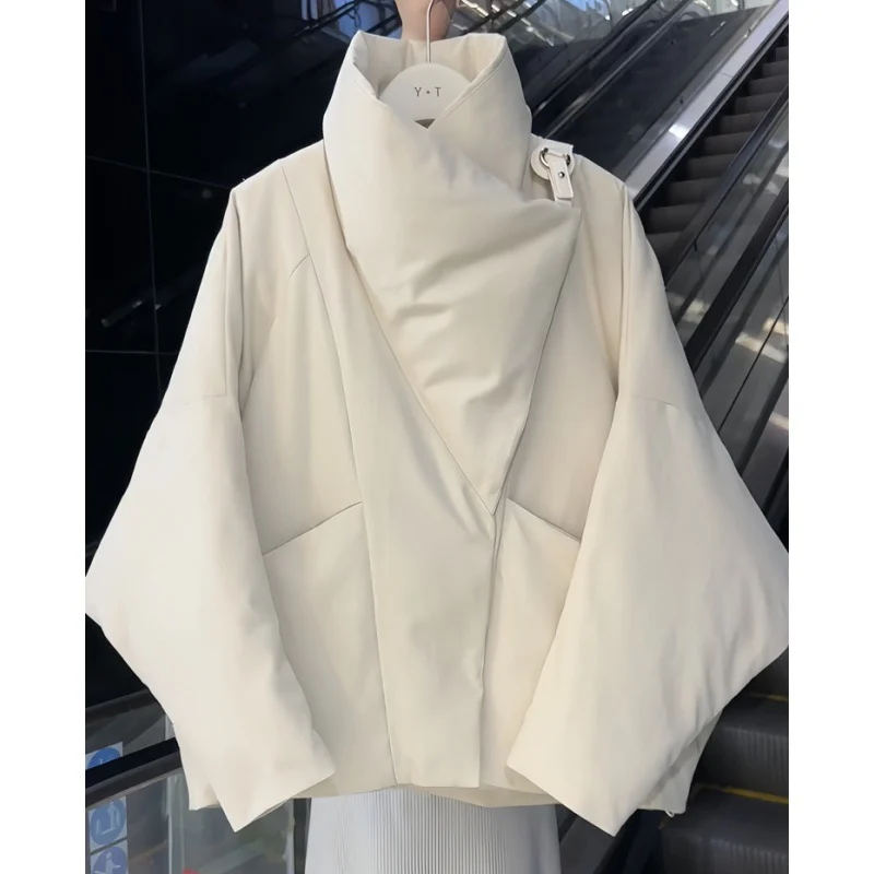 Womens Short, Large Lapel Cotton Coat Warm Outerwear — image 2