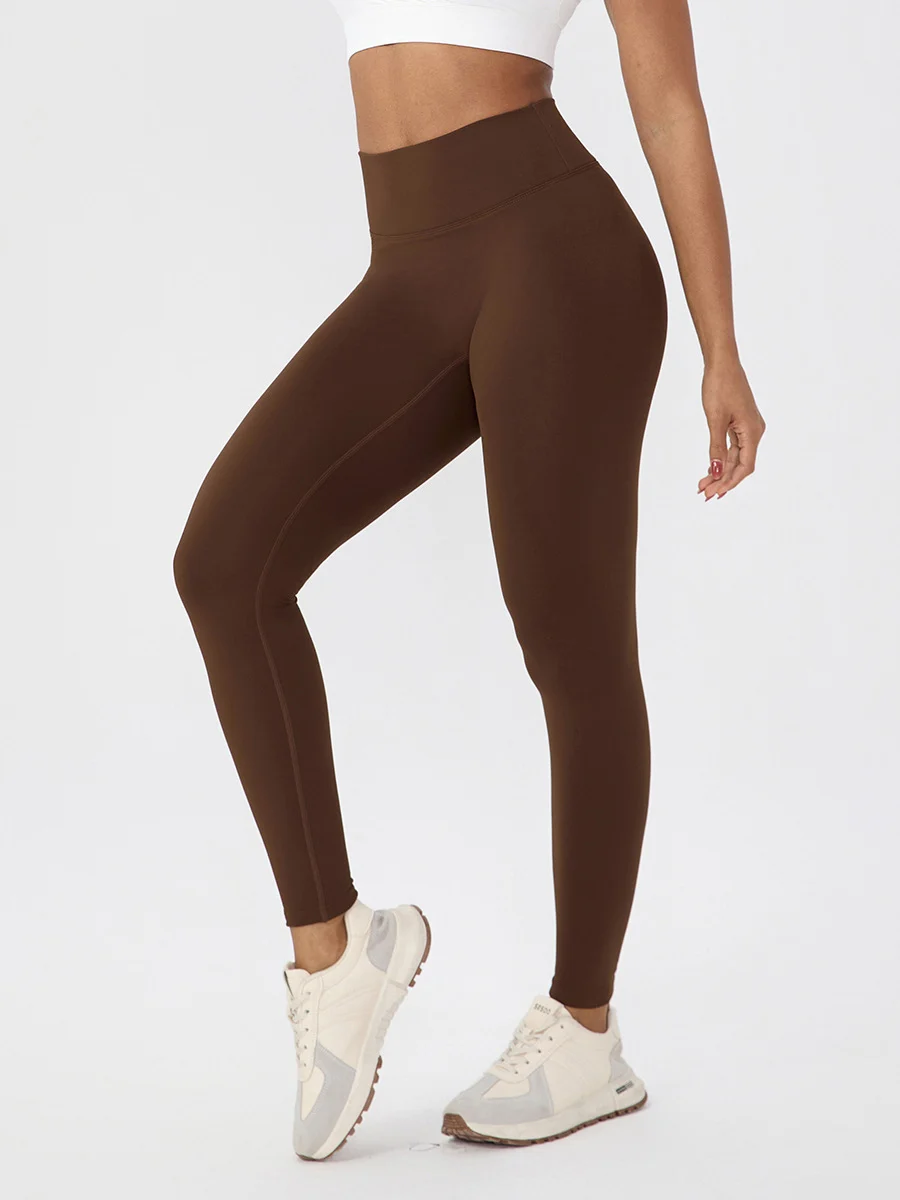 Womens Solid-color High-waisted Sports Peach-hip Yoga Pants — image 2