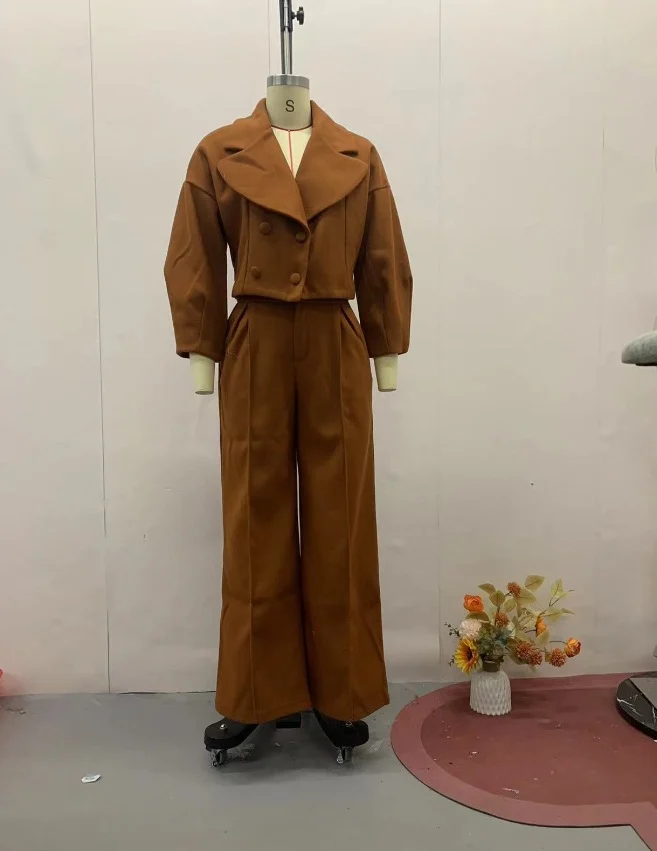 Womens Solid-color Lapel, Defined-waist, Slimming Blazer And Elegant Commuter Suit Set — image 10