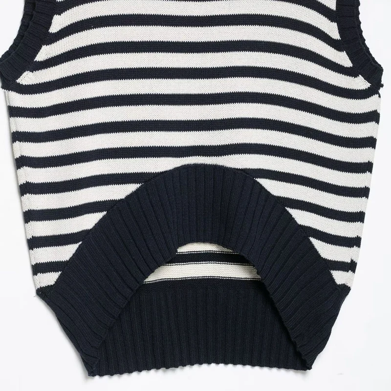 Womens Striped Knitted Asymmetric Hem Tank Top — image 2