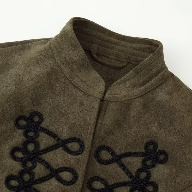 Womens Suede Stand-neck Jacket Coat — image 3