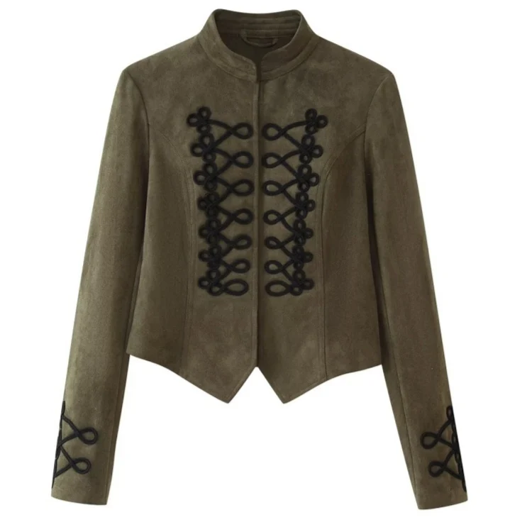 Womens Suede Stand-neck Jacket Coat — image 5