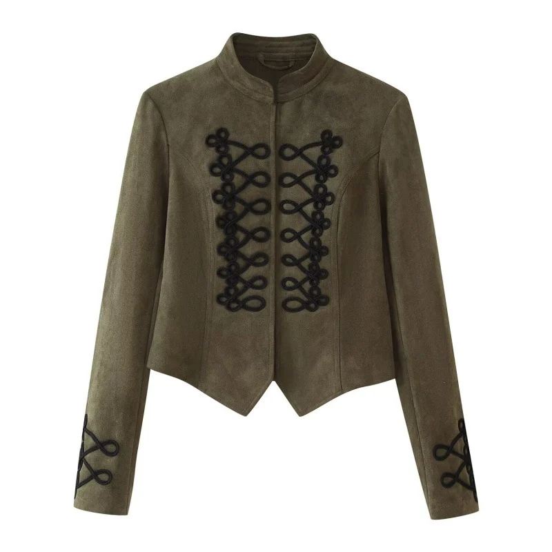 Womens Suede Stand-neck Jacket Coat — image 2