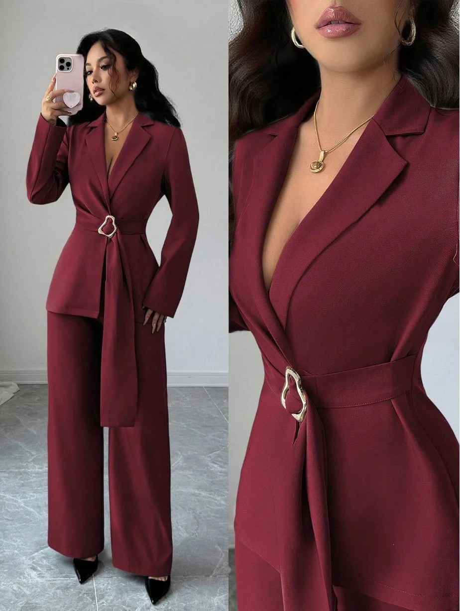Womens Suit V-neck Fitted Waist With Tie Straps — image 7