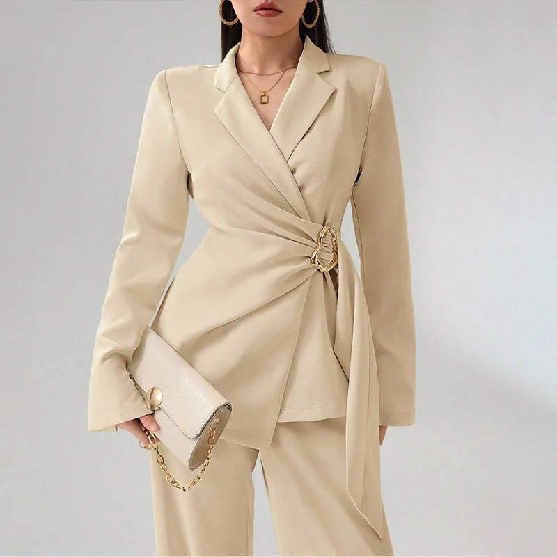 Womens Suit V-neck Fitted Waist With Tie Straps — image 2