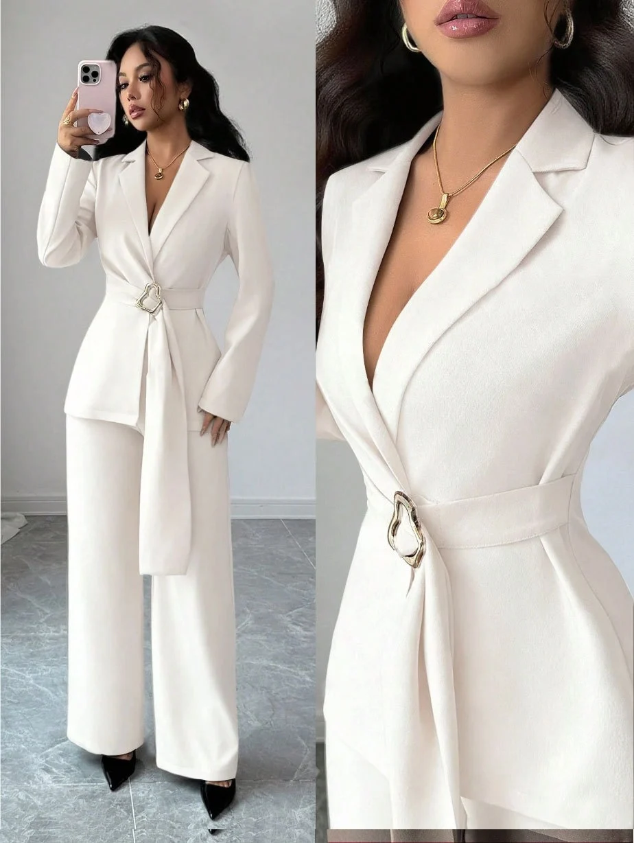 Womens Suit V-neck Fitted Waist With Tie Straps — image 10
