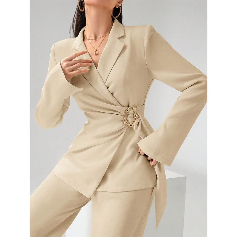Womens Suit V-neck Fitted Waist With Tie Straps — image 4