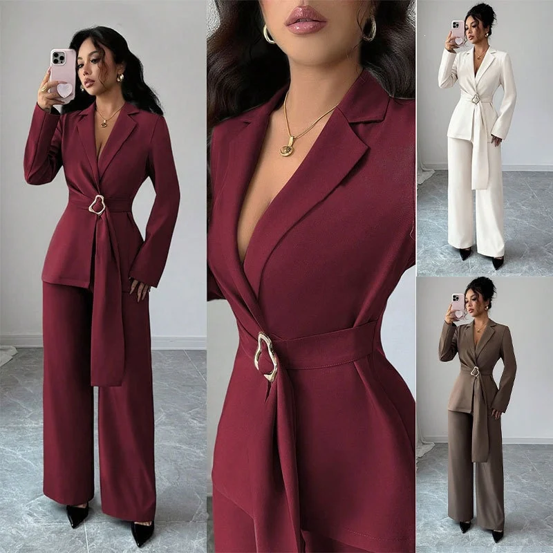 Womens Suit V-neck Fitted Waist With Tie Straps — image 5