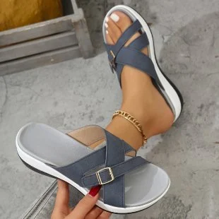 Womens Thick-soled Wedge Peep-toe Sandals — image 9