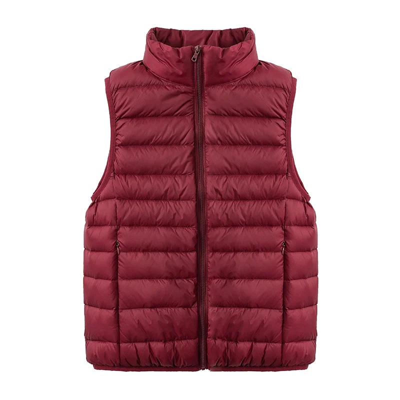 Womens Thin-style Down Vest, , Two-way Zipper, 90 White Duck Down, Short Length — image 7