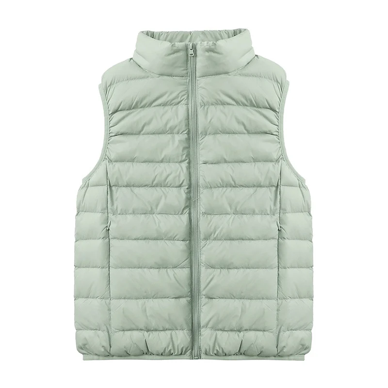 Womens Thin-style Down Vest, , Two-way Zipper, 90 White Duck Down, Short Length — image 9