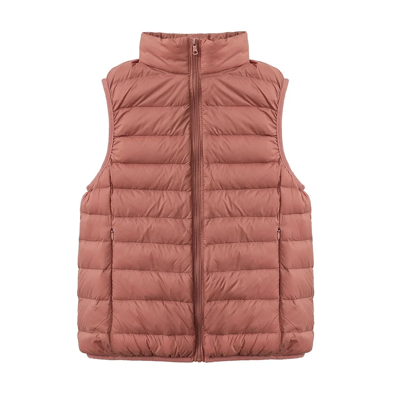 Womens Thin-style Down Vest, , Two-way Zipper, 90 White Duck Down, Short Length — image 10