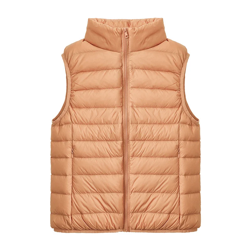 Womens Thin-style Down Vest, , Two-way Zipper, 90 White Duck Down, Short Length — image 1
