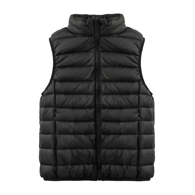 Womens Thin-style Down Vest, , Two-way Zipper, 90 White Duck Down, Short Length — image 4