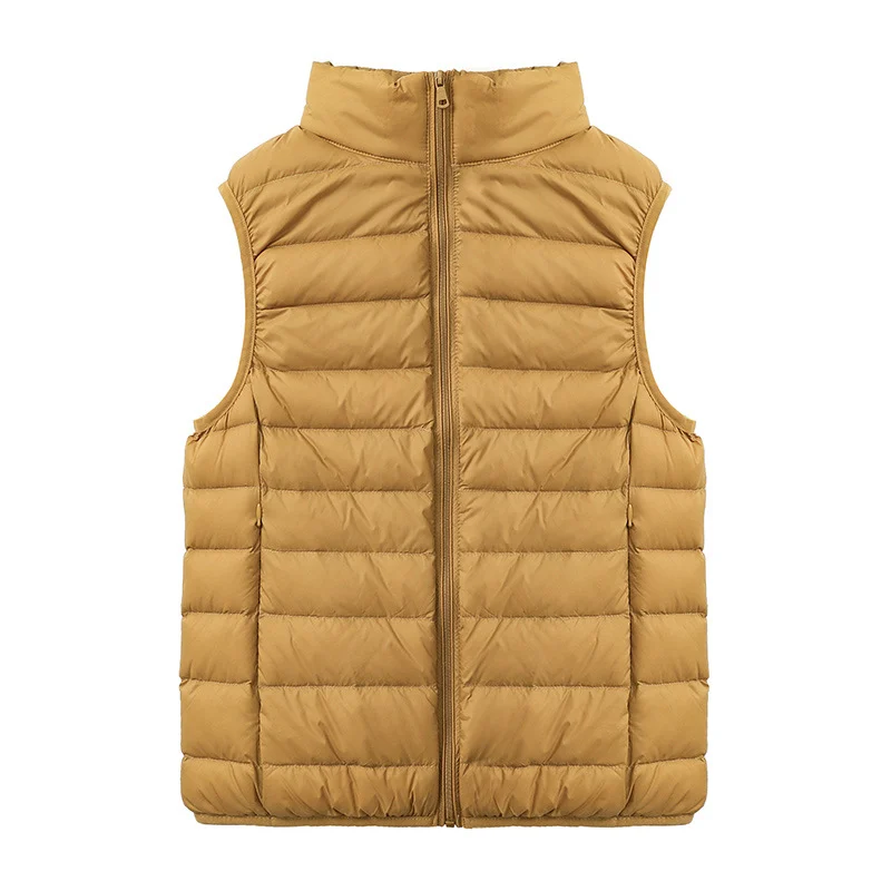 Womens Thin-style Down Vest, , Two-way Zipper, 90 White Duck Down, Short Length — image 8