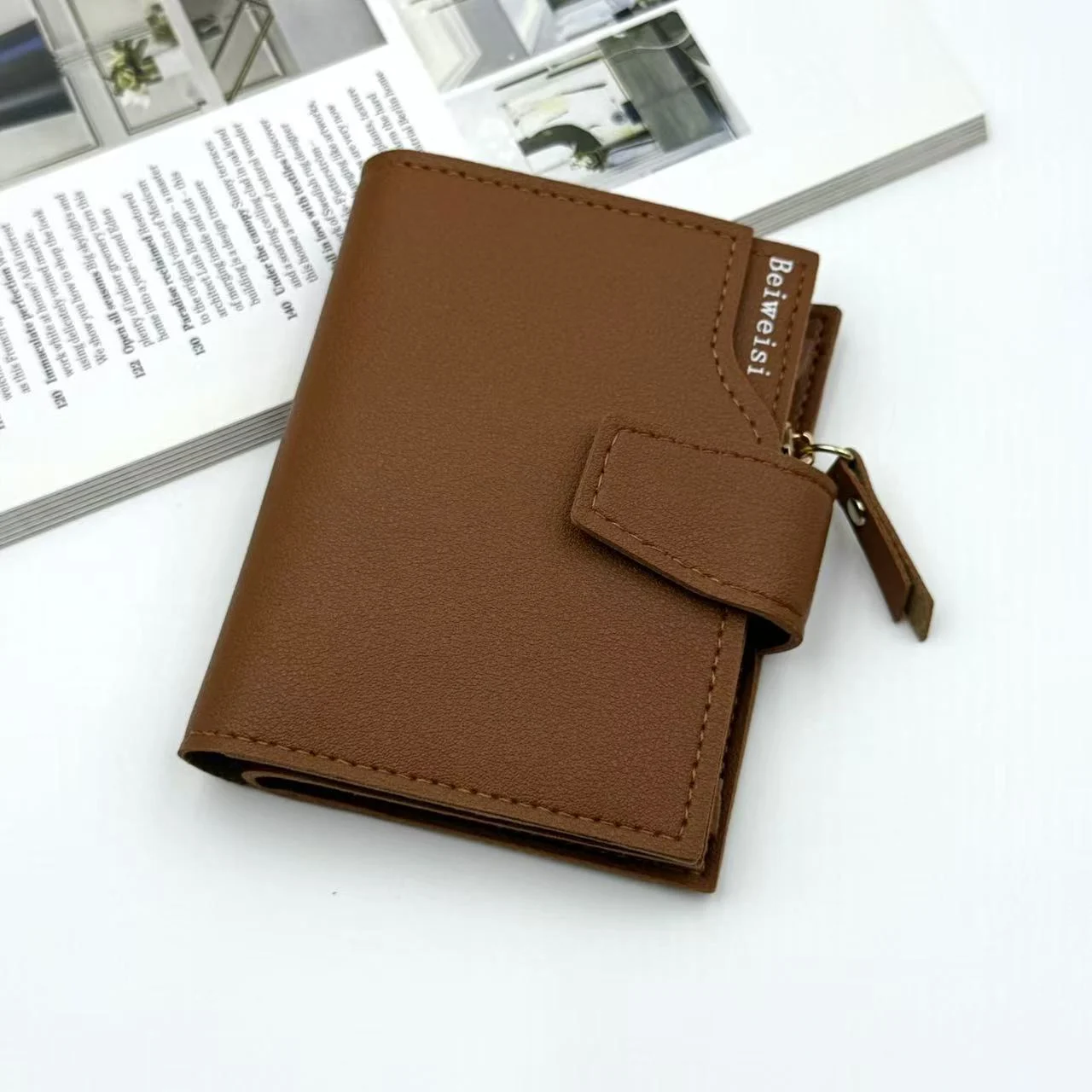 Womens Trifold Short Multi-functional Leather Wallet With Multiple Card Slots — image 4