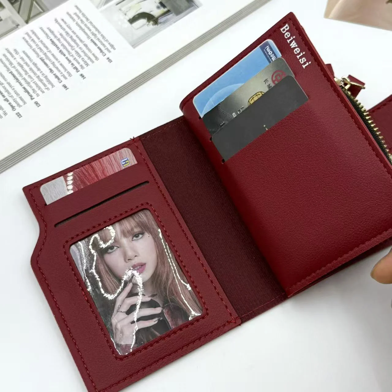Womens Trifold Short Multi-functional Leather Wallet With Multiple Card Slots — image 3