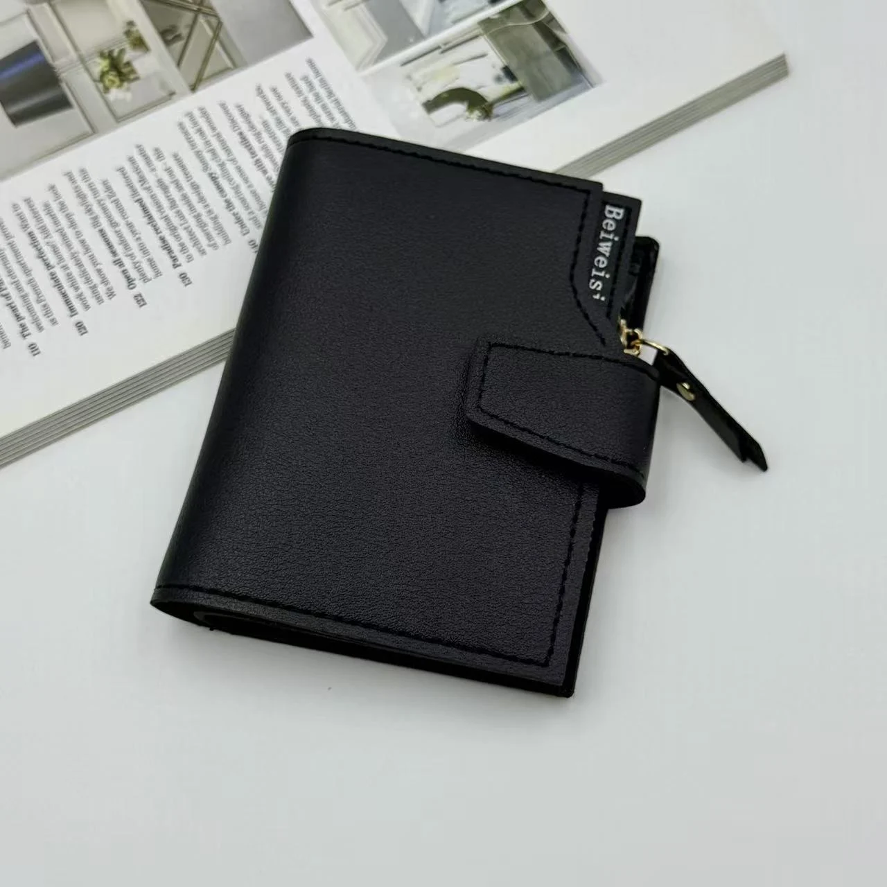 Womens Trifold Short Multi-functional Leather Wallet With Multiple Card Slots — variant image