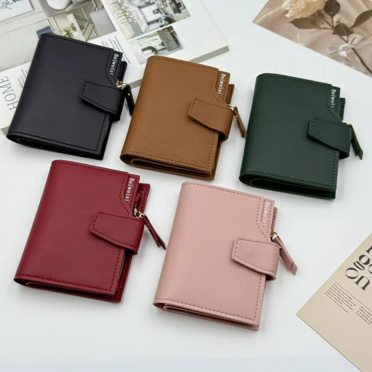 Womens Trifold Short Multi-functional Leather Wallet With Multiple Card Slots — image 6