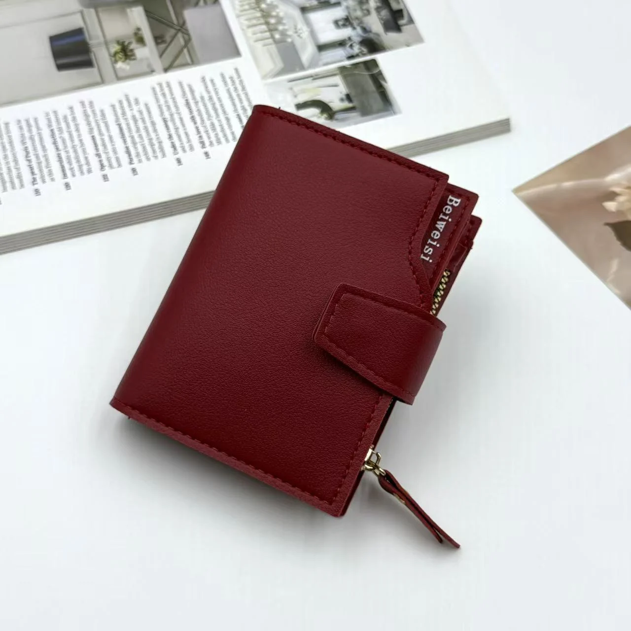 Womens Trifold Short Multi-functional Leather Wallet With Multiple Card Slots — image 2