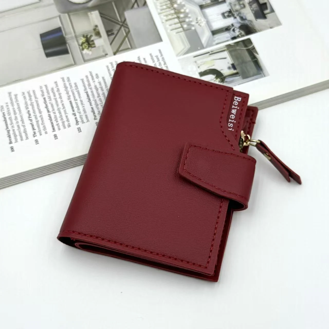Womens Trifold Short Multi-functional Leather Wallet With Multiple Card Slots — image 8