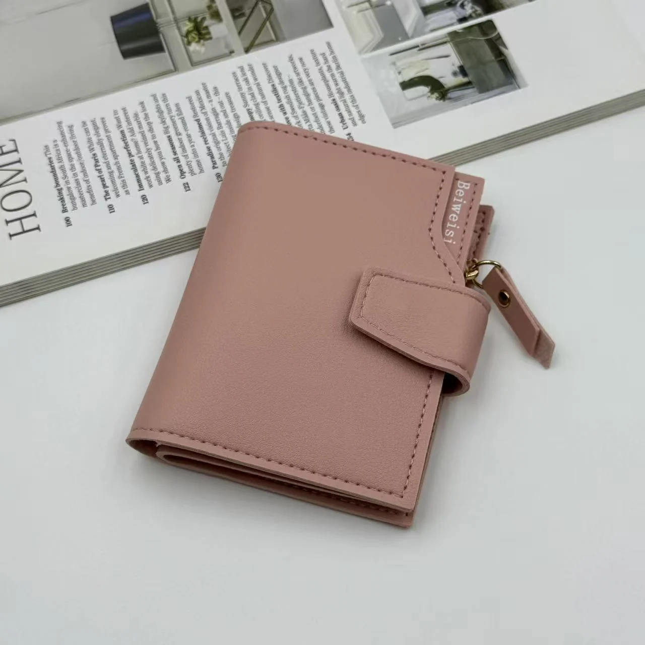 Womens Trifold Short Multi-functional Leather Wallet With Multiple Card Slots — variant image