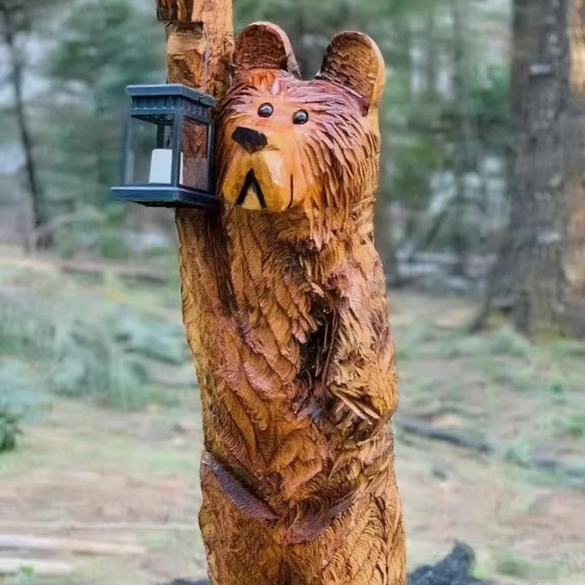 Wood-carved Bear Figurine With LED Lighting — image 2