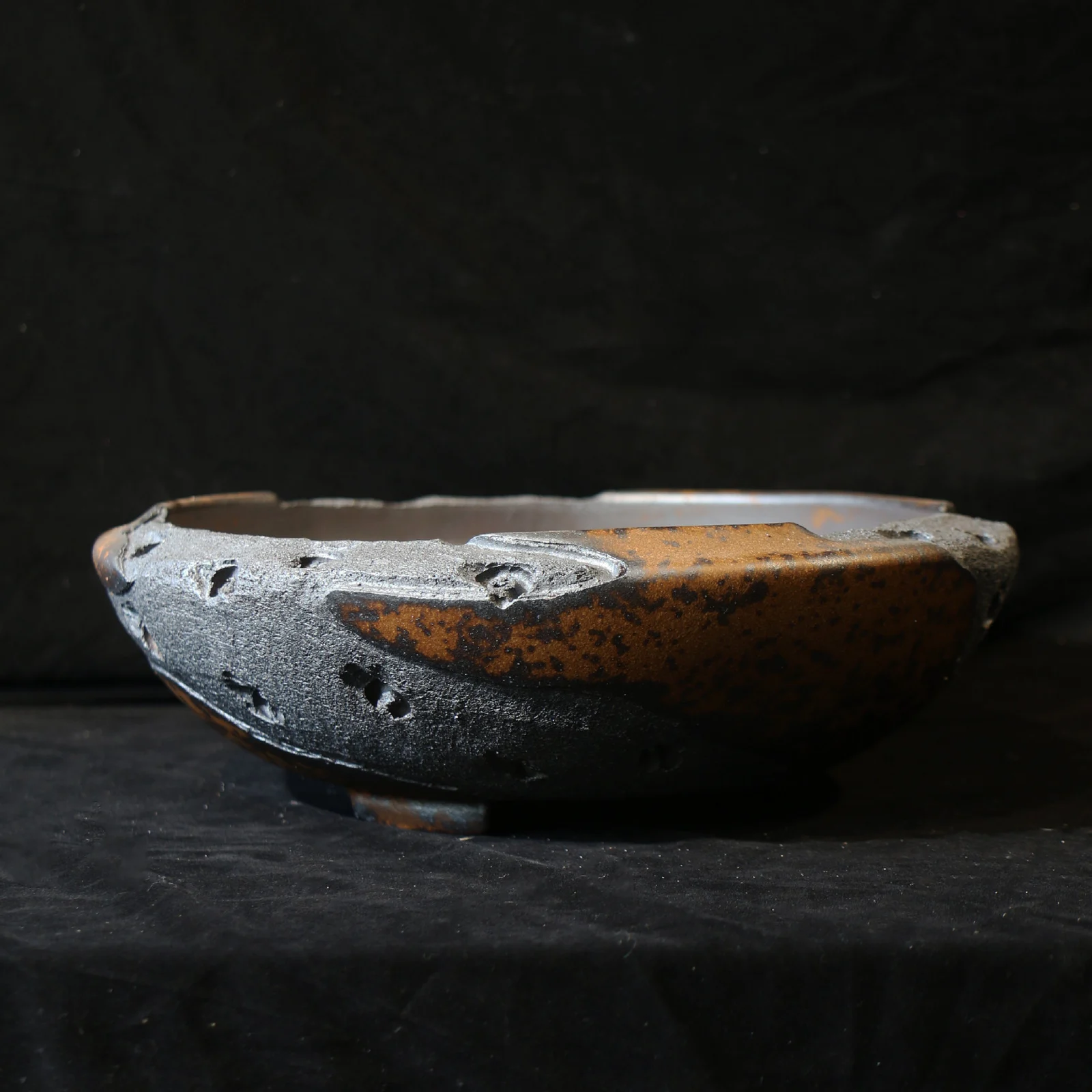 Wood-fired Antique-style Entirely Handcrafted Purple Clay Flower Pot — image 2