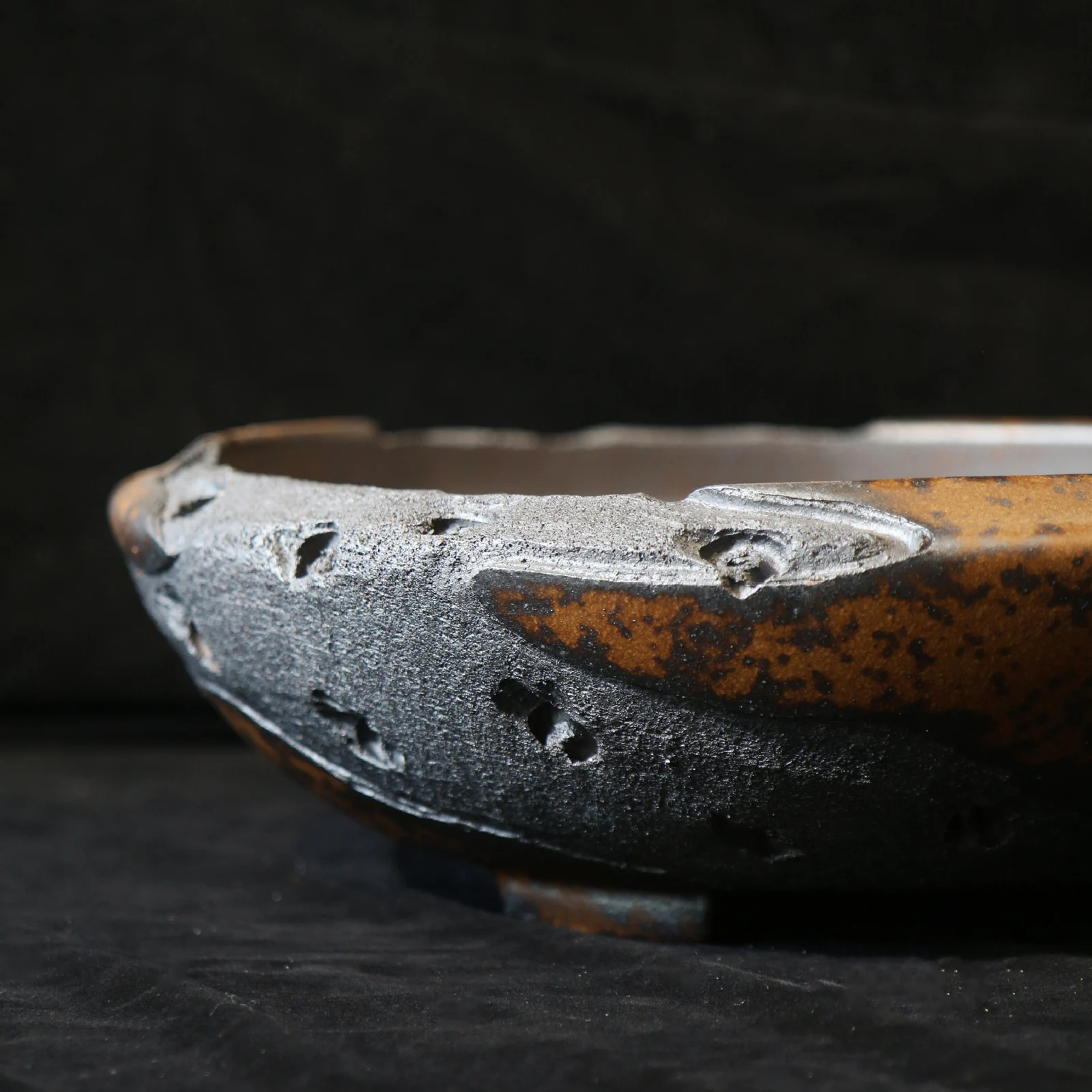 Wood-fired Antique-style Entirely Handcrafted Purple Clay Flower Pot — image 4